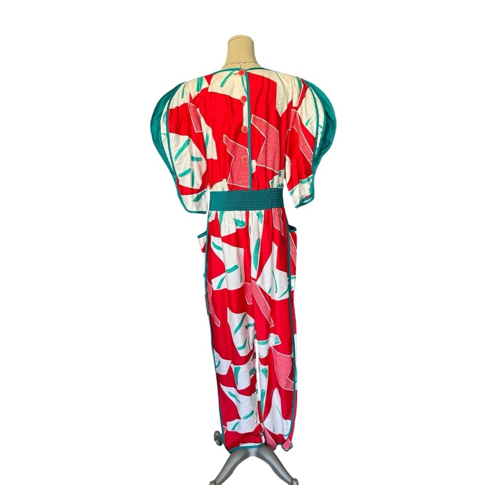Rare Vintage 80s JEANNE MARC Jumpsuit Colorful Abstract Print Avant Garde - Picture 6 of 15